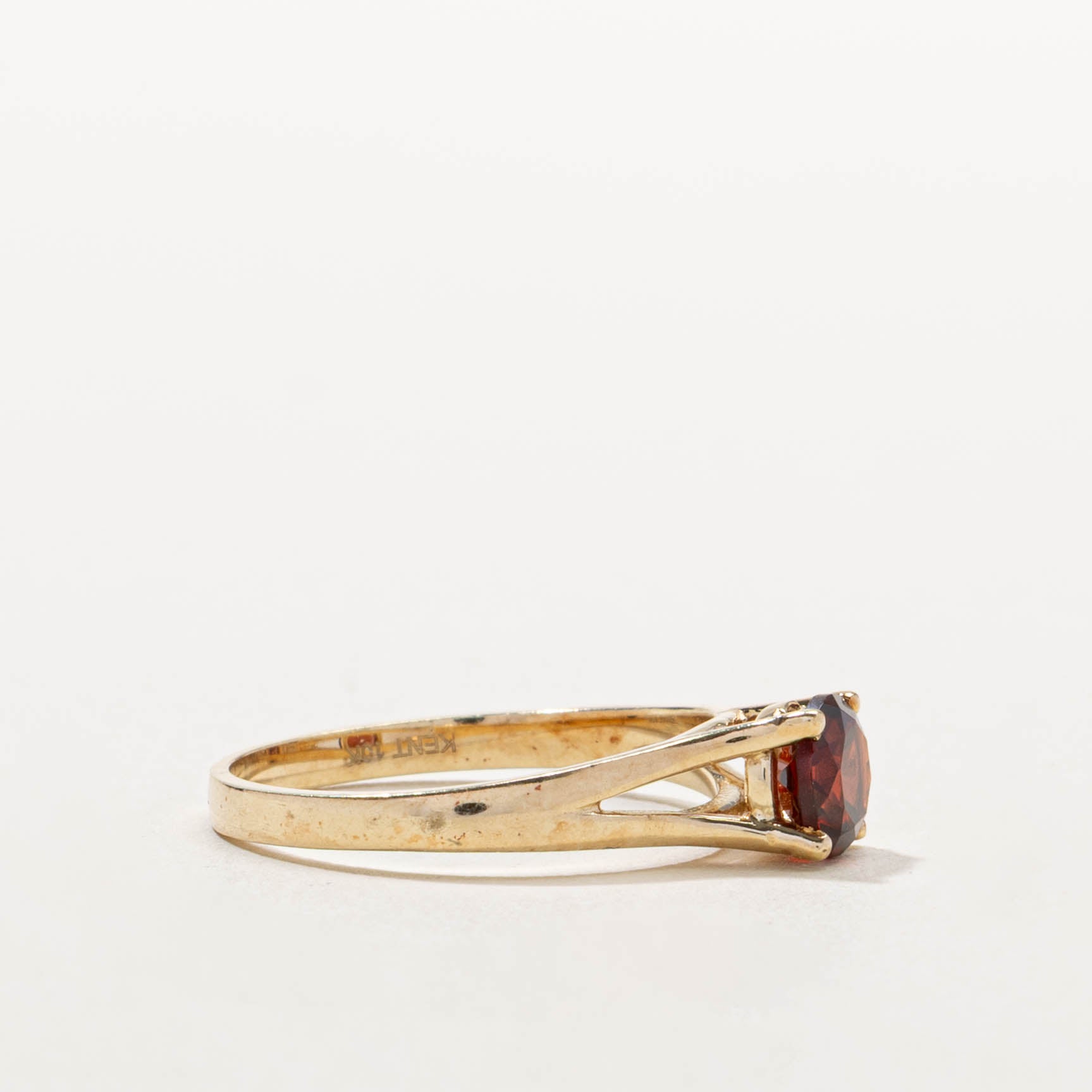10k Solitaire Garnet Split Shank Ring | 2.05ct | SZ 7.25