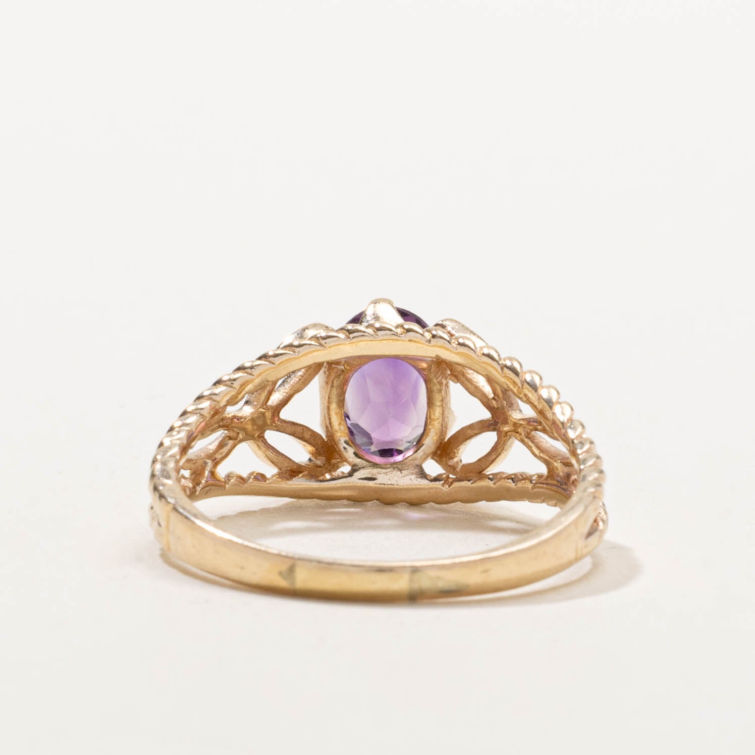 10k Oval Cut Amethyst Openwork Ring | 0.90ct | SZ 8