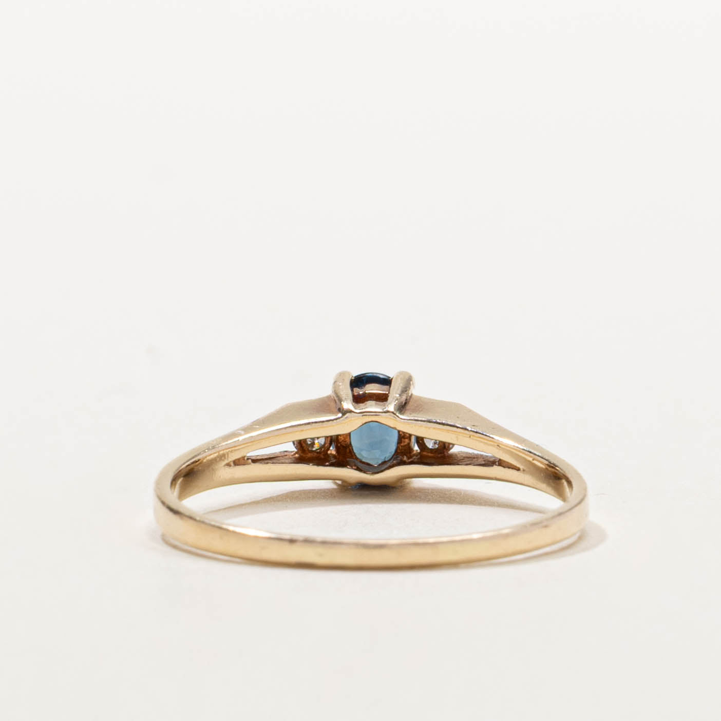 10k Sapphire & Diamond Split Shank Ring | 0.33ct, 0.04ctw | SZ 7.5