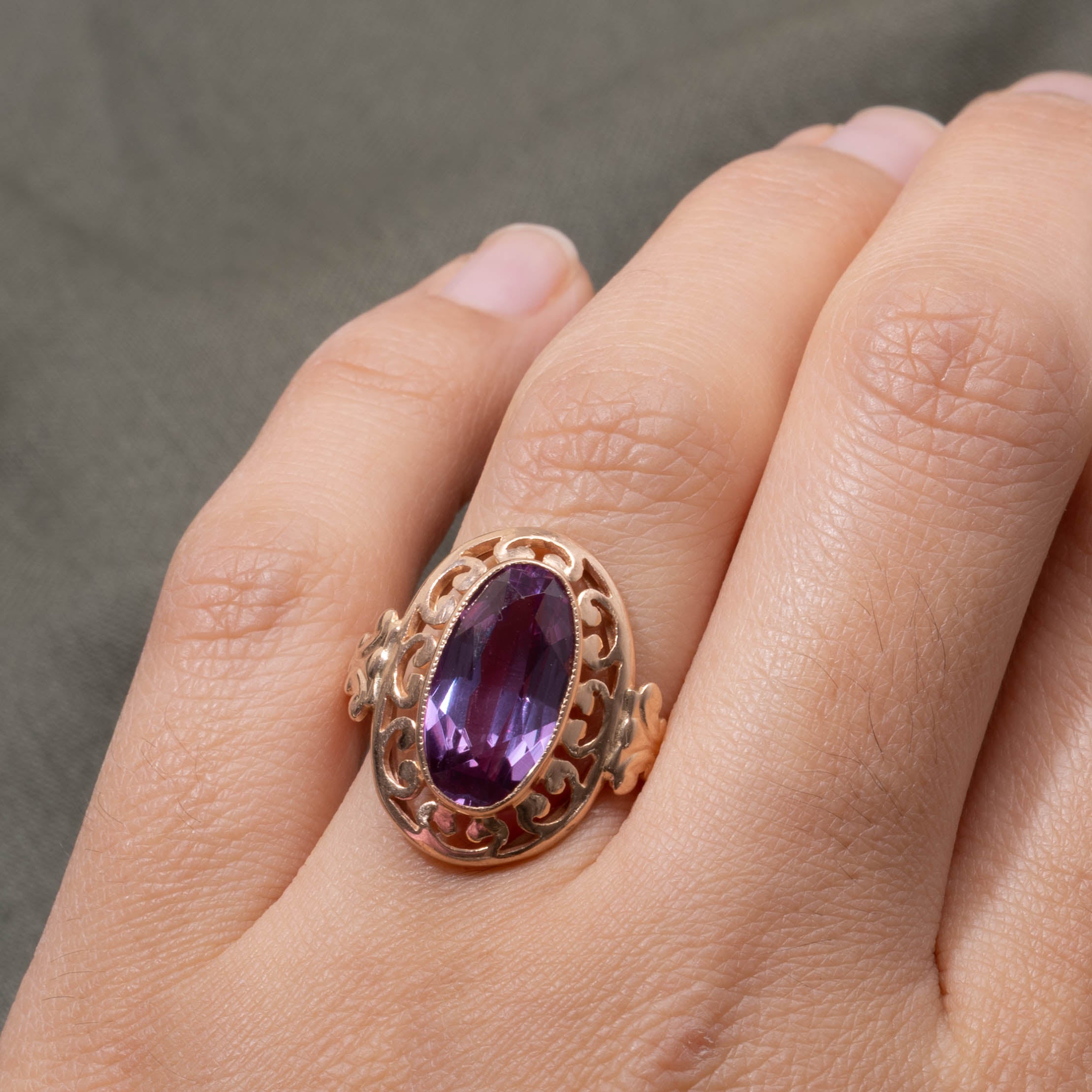 1973 Leningrad Synthetic Sapphire Openwork Cocktail Ring | 6.00ct | SZ 6.75