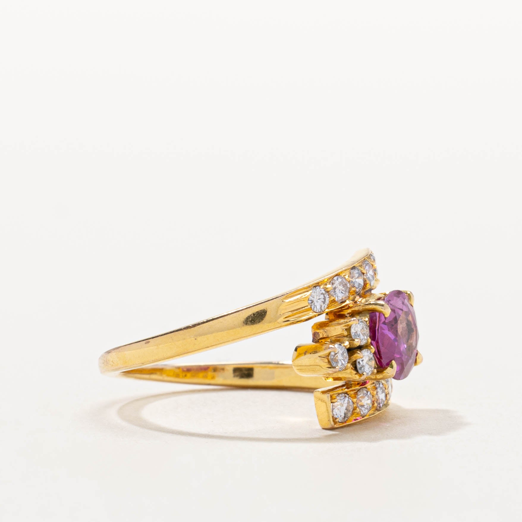 14k Ruby & Diamond Accented Bypass Ring | 1.02ct, 0.39ctw | SZ 6.5