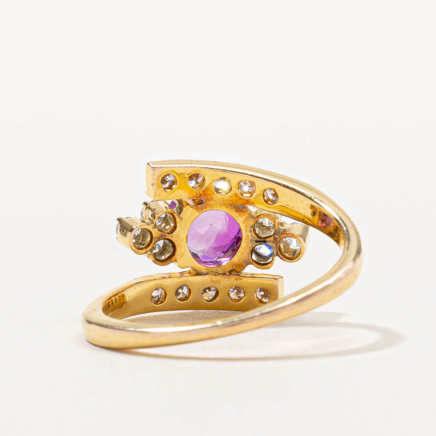 14k Ruby & Diamond Accented Bypass Ring | 1.02ct, 0.39ctw | SZ 6.5