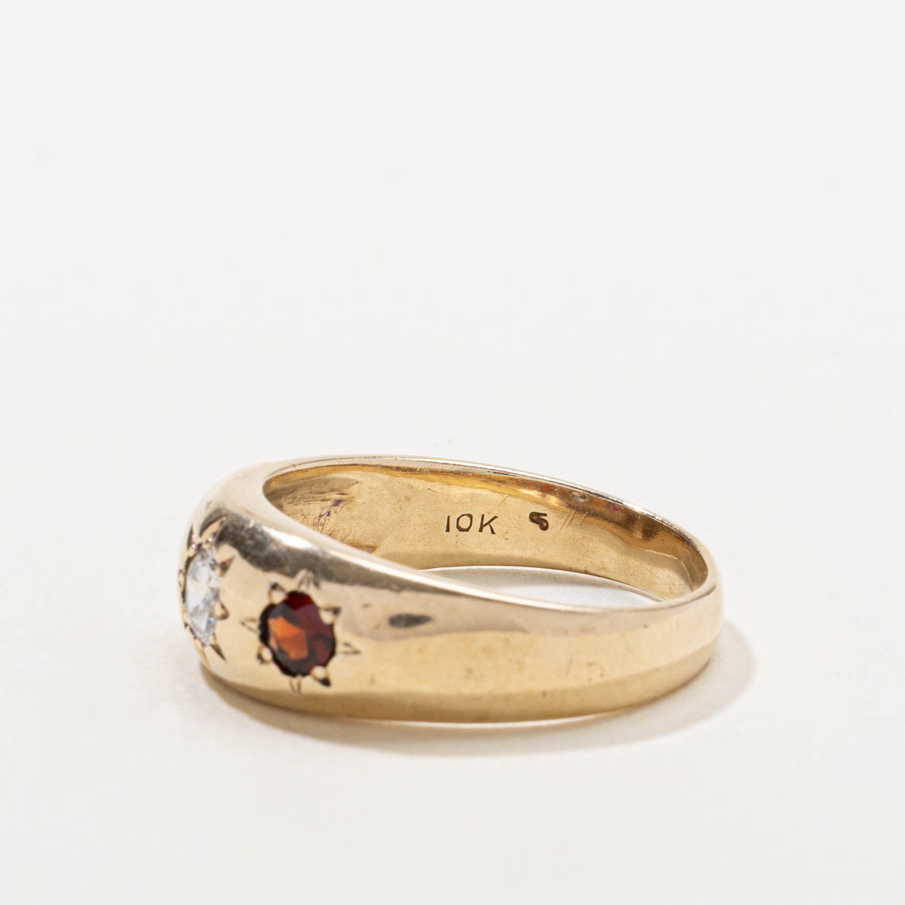 10k Star Set Garnet, Ruby & Diamond Band | 0.32ct, 0.35ctw | SZ 9.25