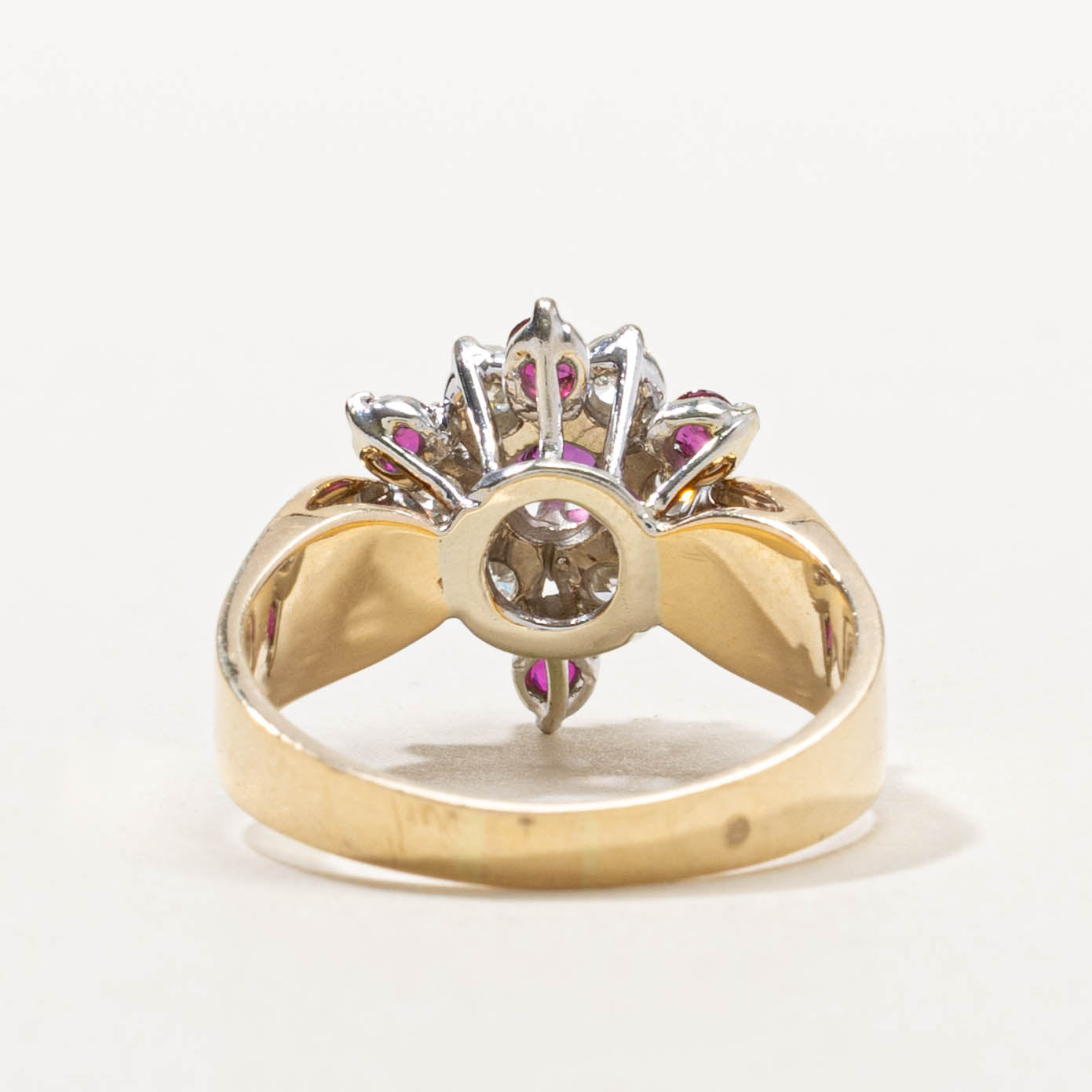 14k Ruby & Diamond Floral Cluster Ring | 0.54ctw, 0.30ctw | SZ 6.75