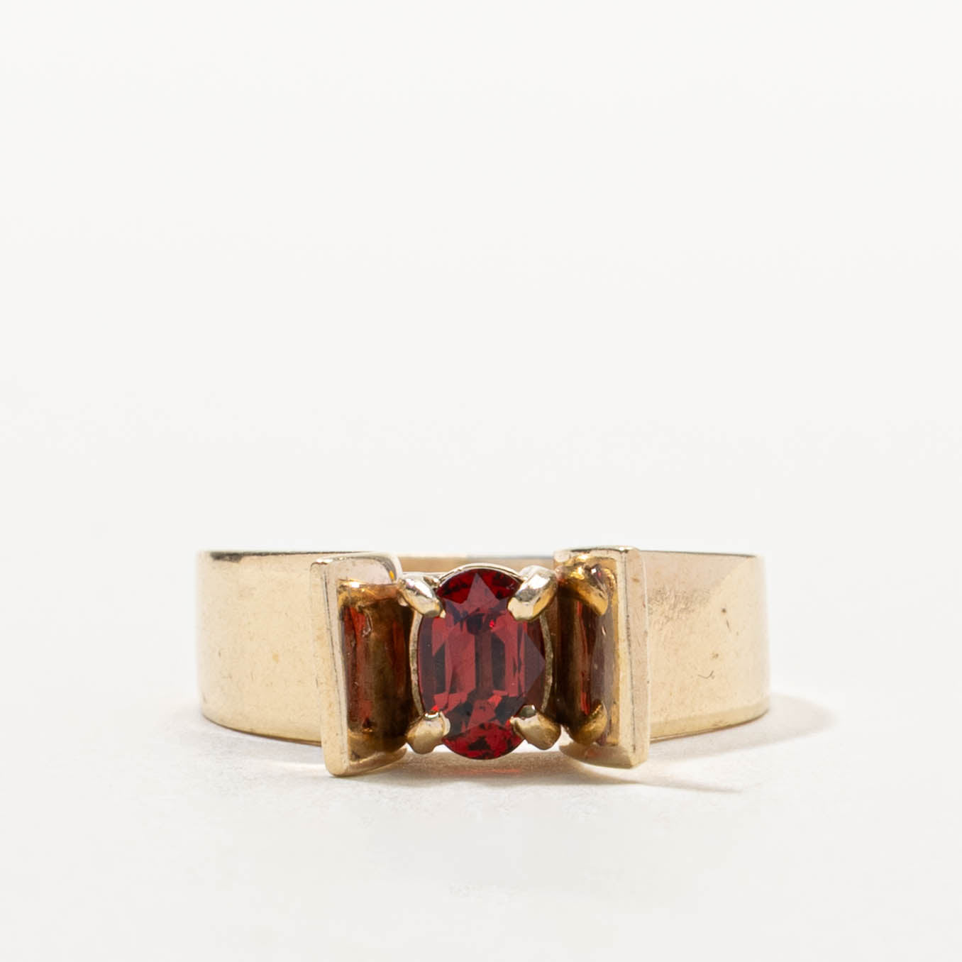 10k High Set Oval Cut Garnet Ring | 0.60ct | SZ 6.5