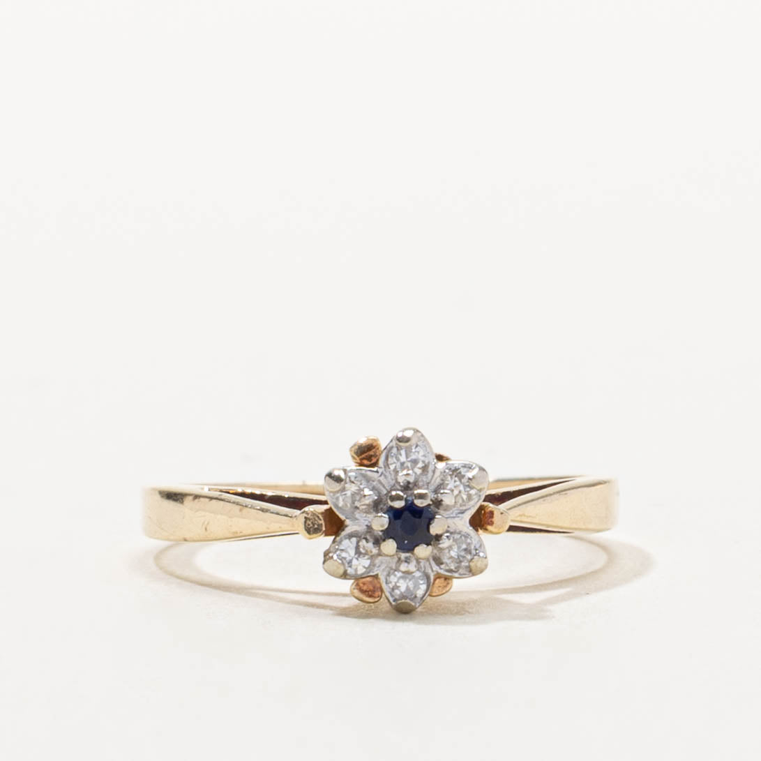 10k Sapphire & Diamond Floral Cluster Ring | SZ 3