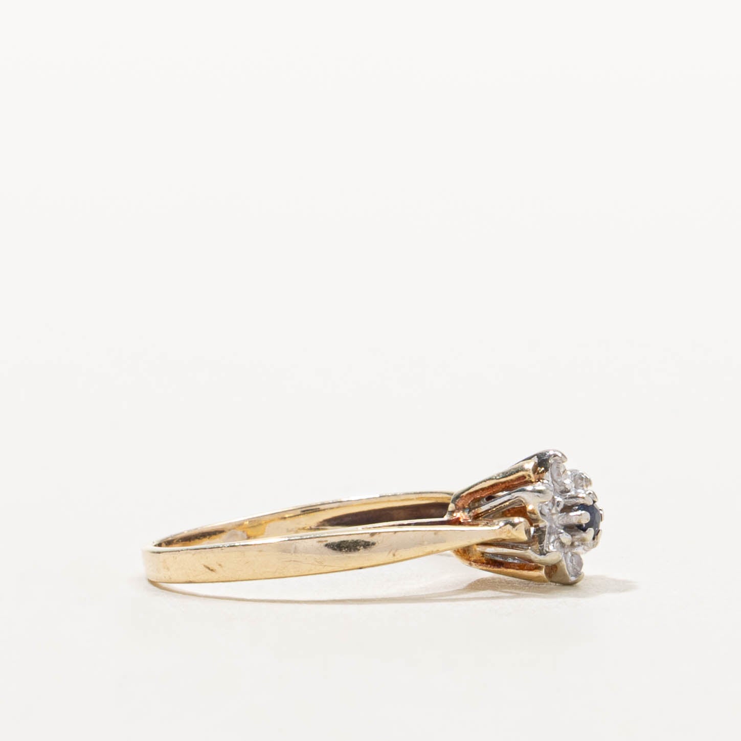10k Sapphire & Diamond Floral Cluster Ring | SZ 3