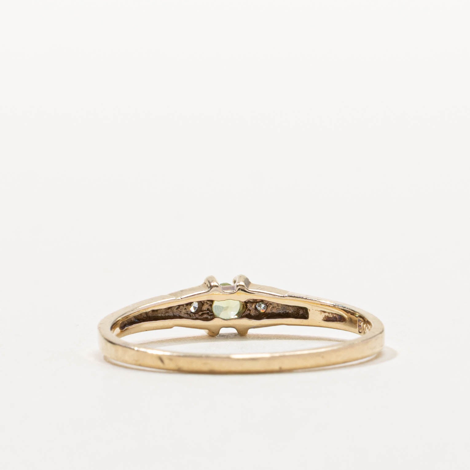 10k Peridot & Diamond Accented Petite Ring | 0.08ct, 0.01ctw | SZ 5.75