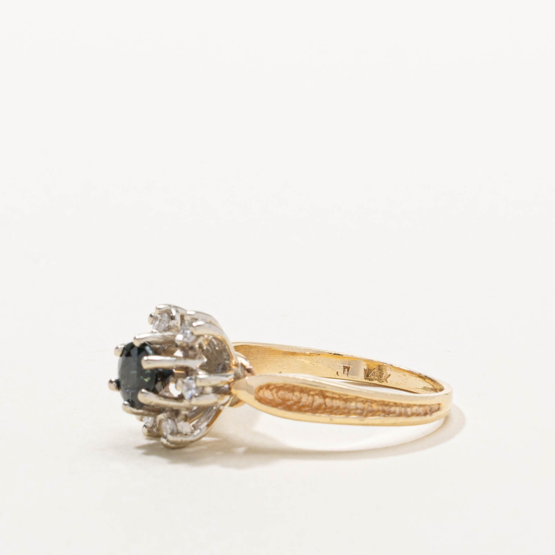 14k Sapphire & Diamond Petal Ring | 0.55ct, 0.12ctw | SZ 5