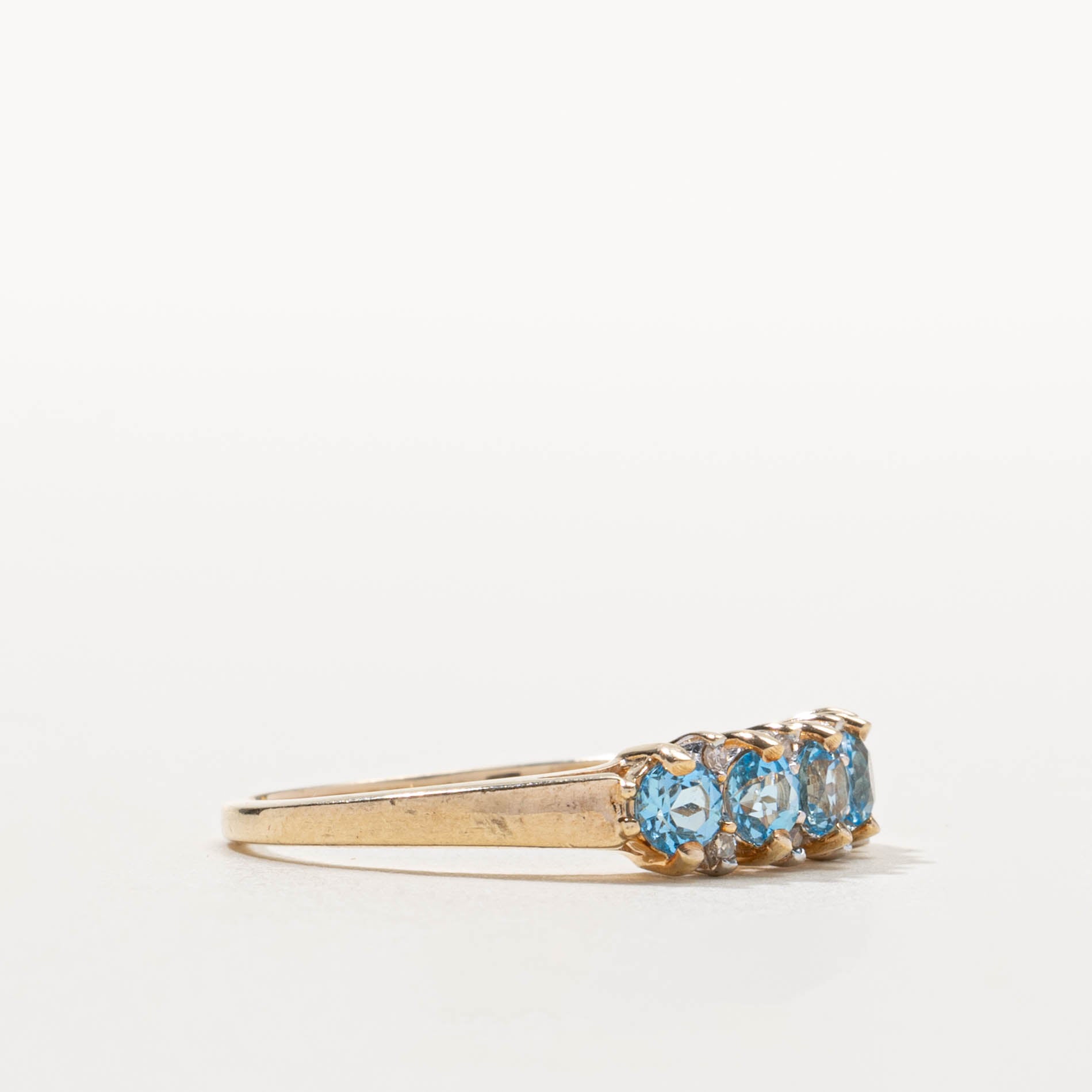 Five Stone Blue Topaz & Diamond Accented Ring | 1.00ctw, 0.04ctw | SZ 9.5