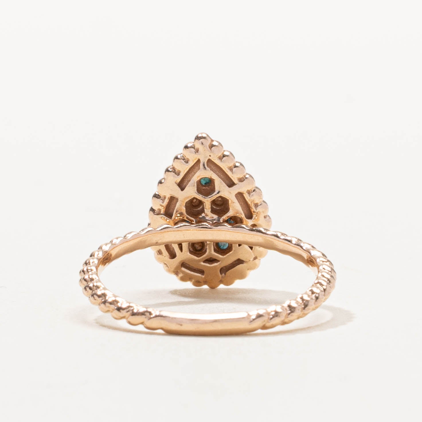14k Rose Cut Blue Diamond Teardrop Ring | 0.16ctw | SZ 5.75