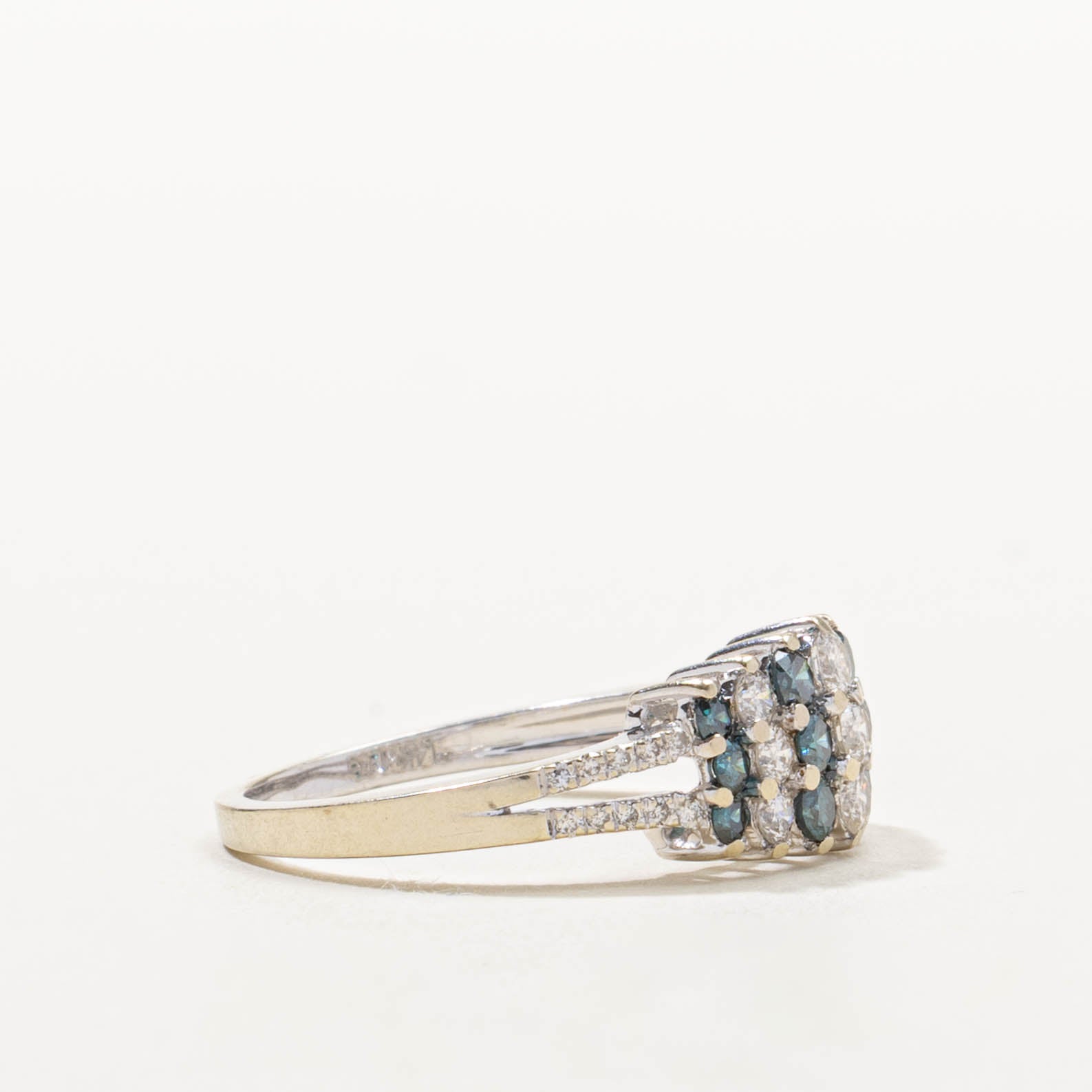 14k Blue & White Diamond Multi Row Ring | 1.00ctw | SZ 8