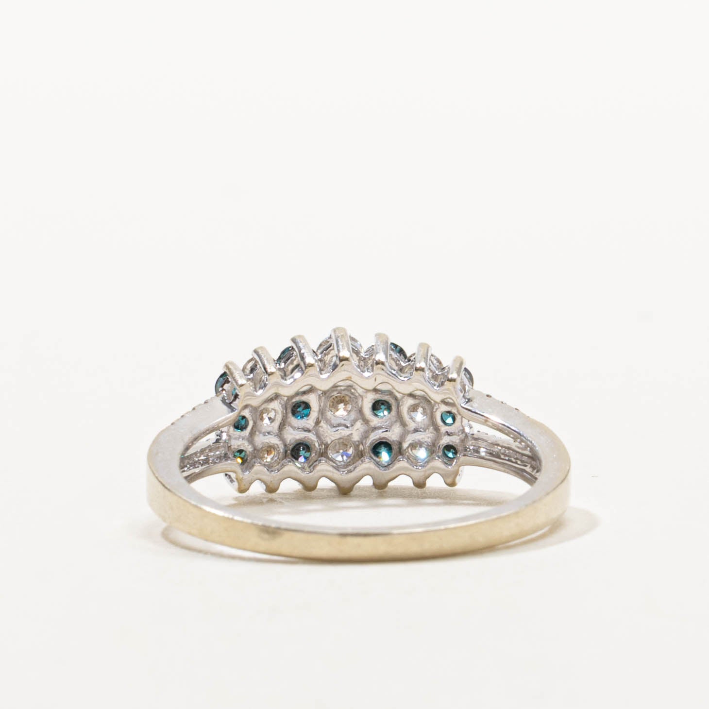 14k Blue & White Diamond Multi Row Ring | 1.00ctw | SZ 8