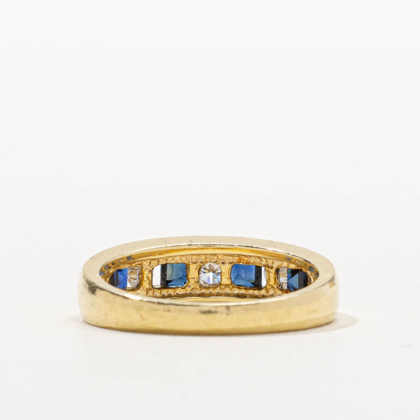 ‘Birks’ 18k Semi Eternity Sapphire & Diamond Band | 0.52ctw, 0.24ctw | SZ 6.75
