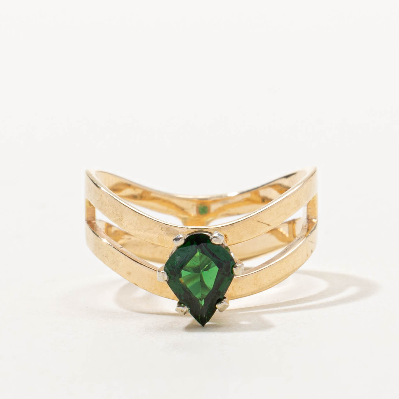 14k Tsavorite Garnet Split Wave Ring | 0.75ct | SZ 5