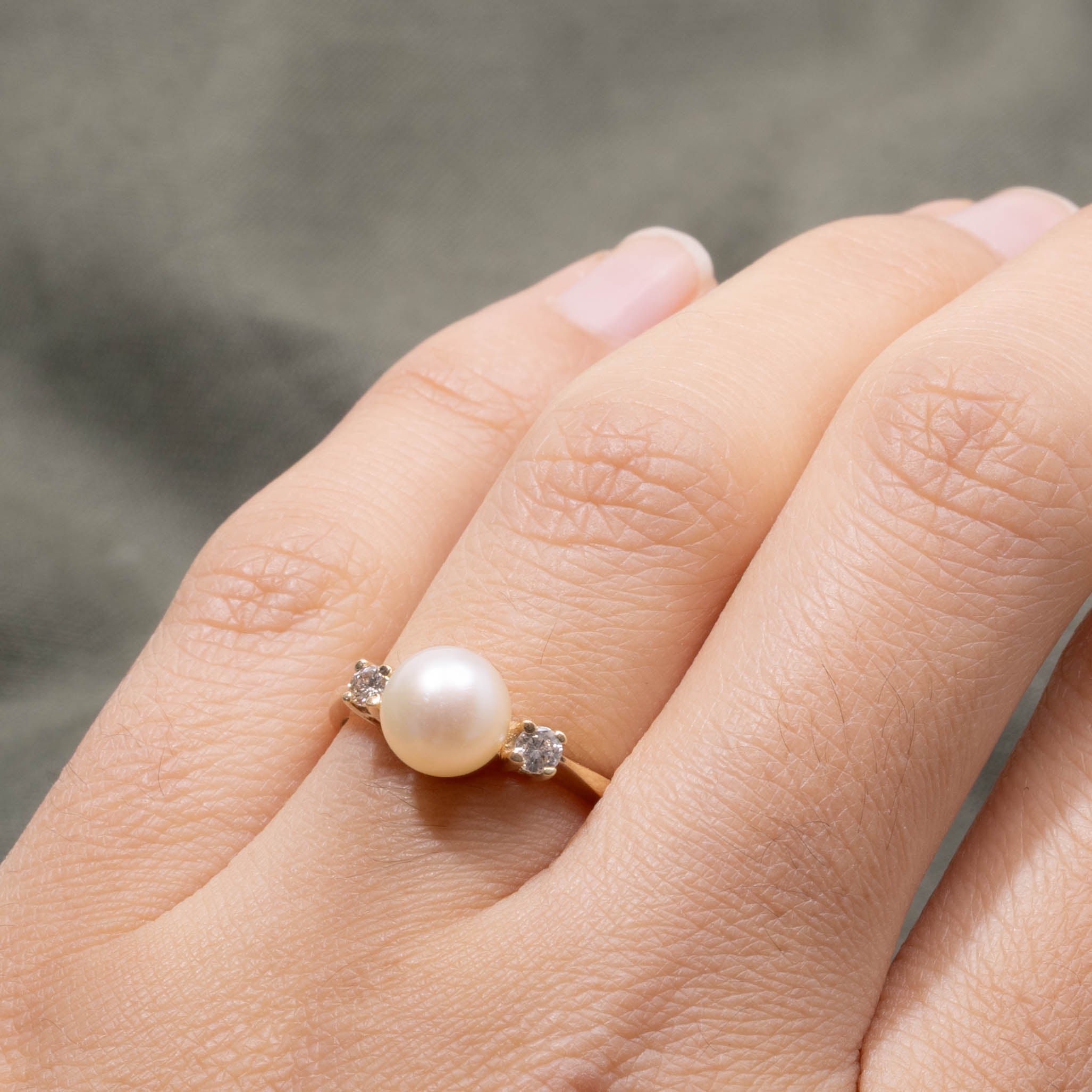 14k Pearl & Diamond Accented Ring | 0.14ctw | SZ 6.75