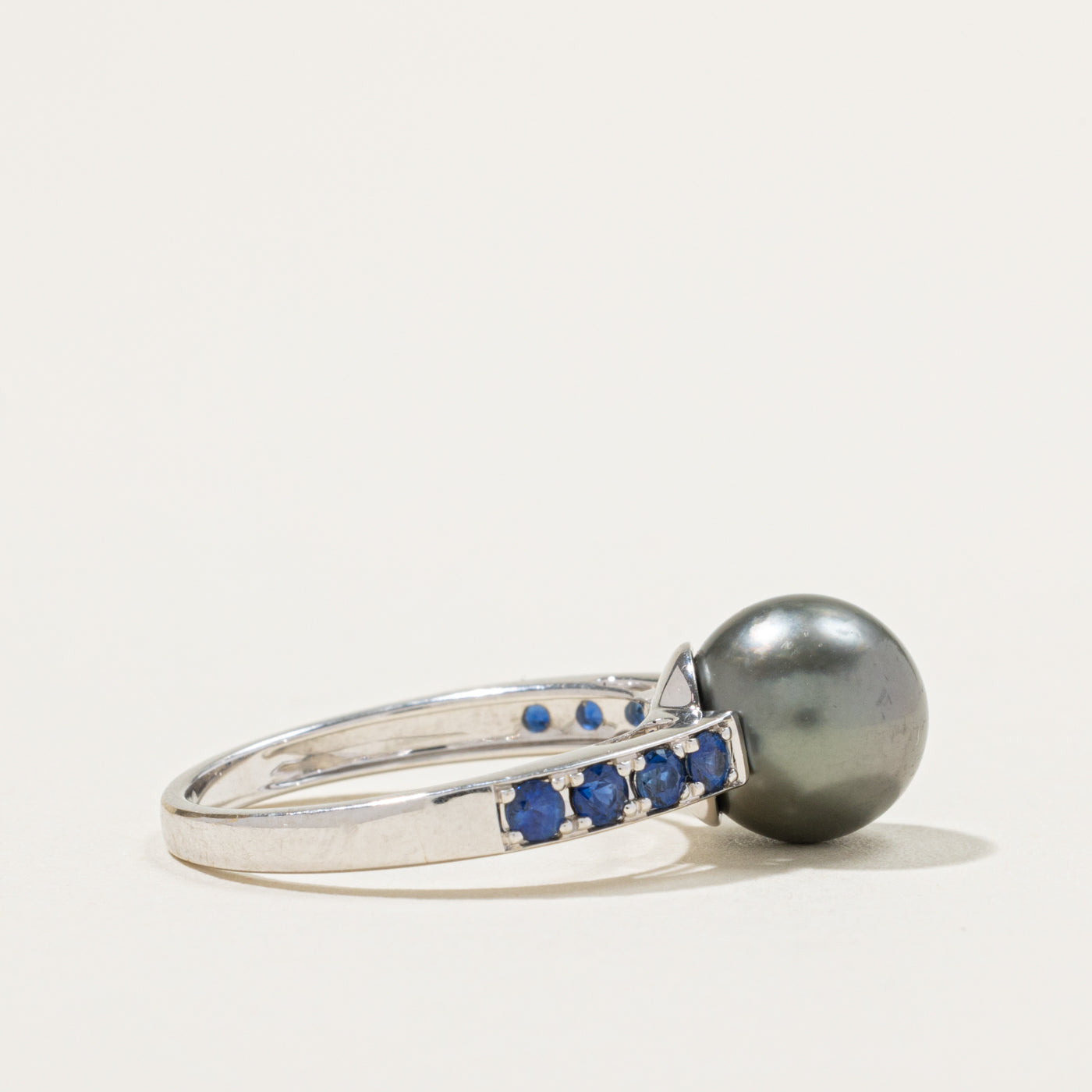 18k Tahitian Pearl & Sapphire Accented Ring | 0.45ctw | SZ 7