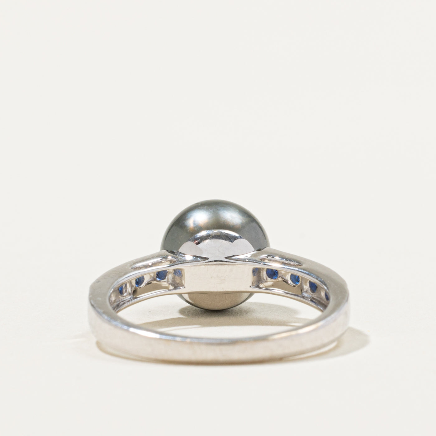 18k Tahitian Pearl & Sapphire Accented Ring | 0.45ctw | SZ 7
