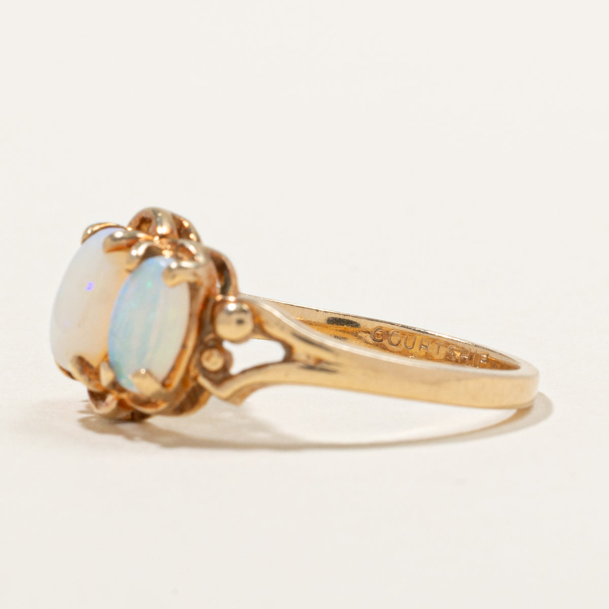 10k Three Stone Opal Openwork Ring | 1.00ctw | SZ 6