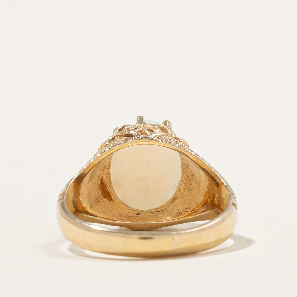 14k Solitaire Opal Ornate Textured Ring | 1.30ct | SZ 6