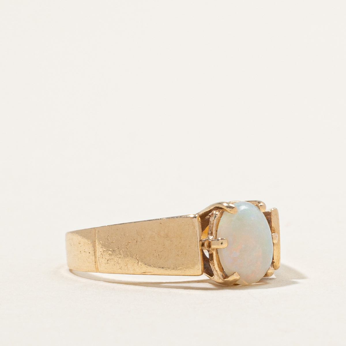 14k Solitaire High Set Opal Ring | 0.50ct | SZ 4.5
