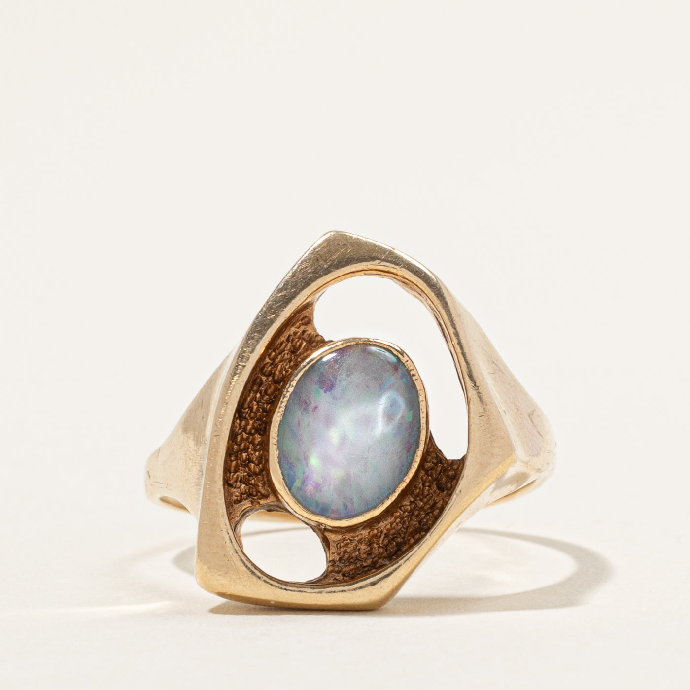 10k Bezel Set Opal Openwork Abstract Ring | 1.21ct | SZ 9