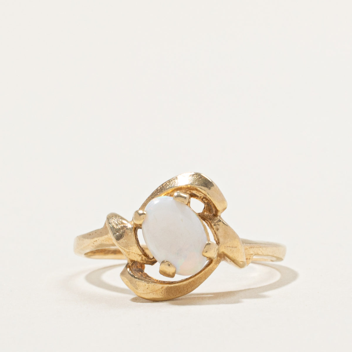 14k Solitaire Opal Openwork Abstract Ring | 0.50ct | SZ 5.5