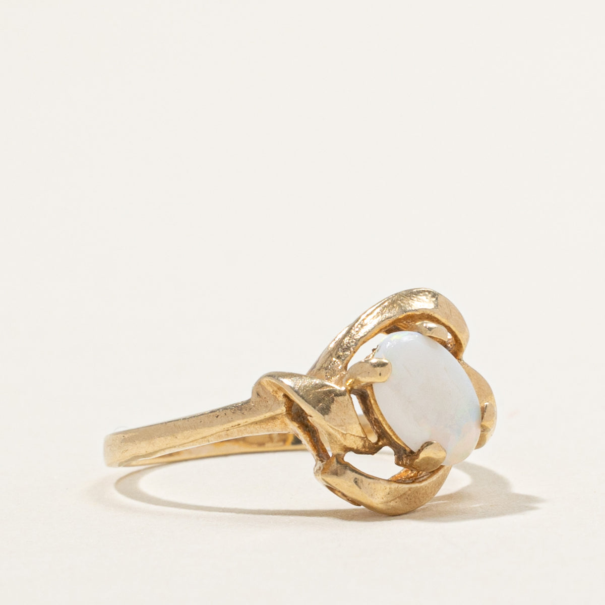 14k Solitaire Opal Openwork Abstract Ring | 0.50ct | SZ 5.5