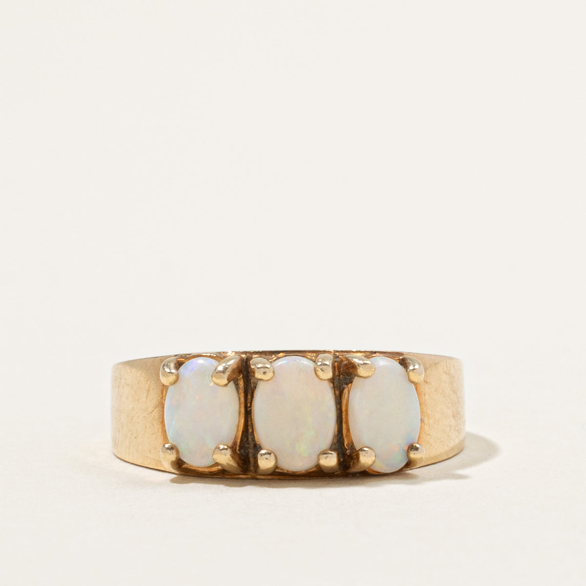 10k Three Stone Opal Ring | 0.90ctw | SZ 7