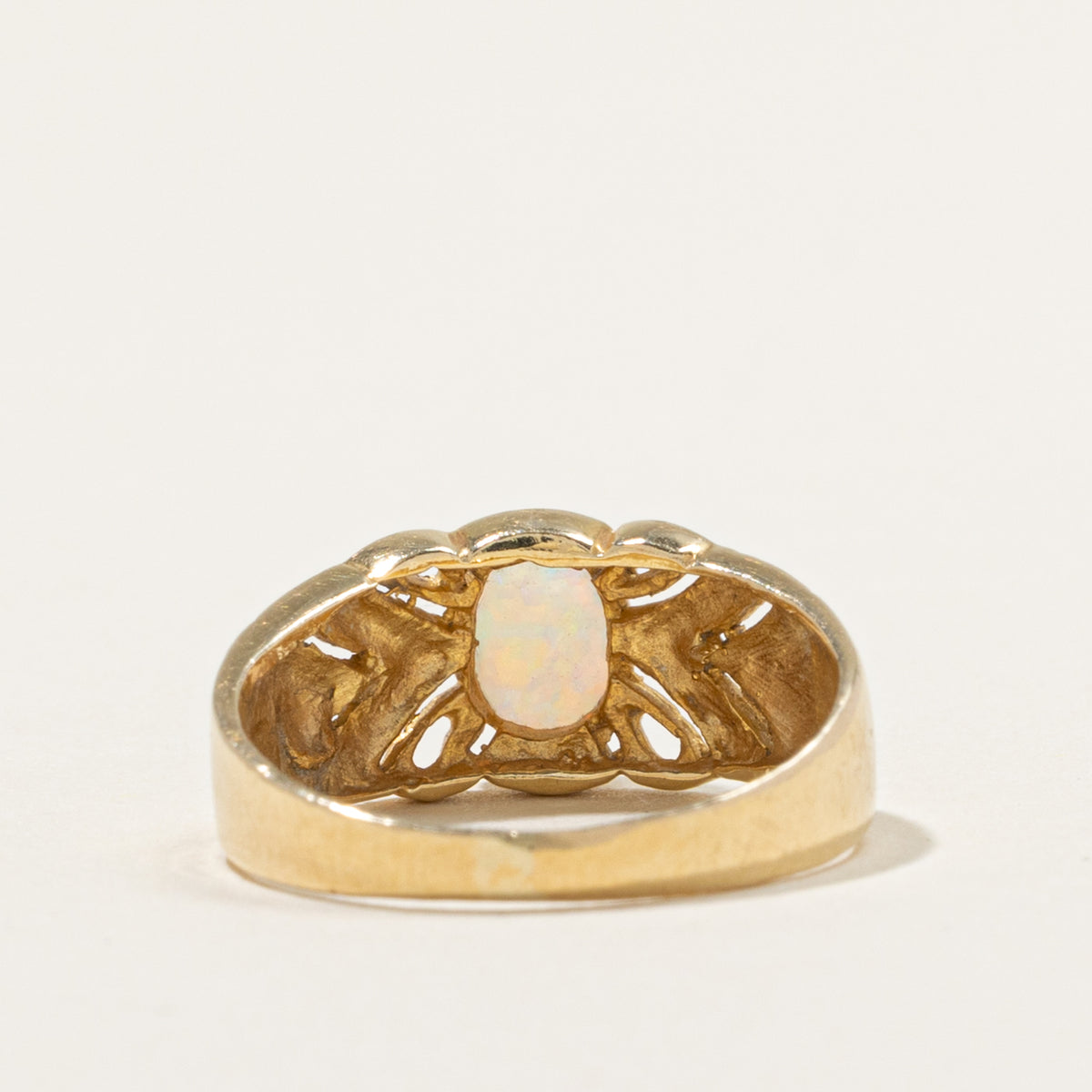 14k Solitaire Opal Openwork & Textured Ring | 0.40ct | SZ 5.5