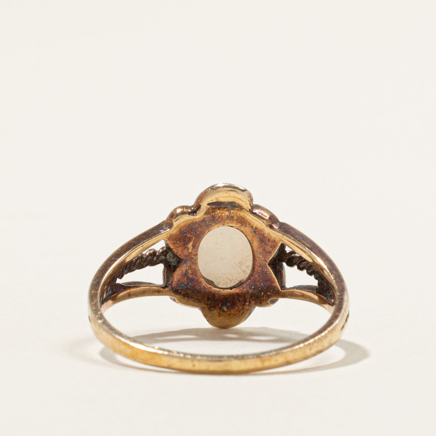 10k Solitaire Opal Openwork Floral Ring | 0.50ct | SZ 8