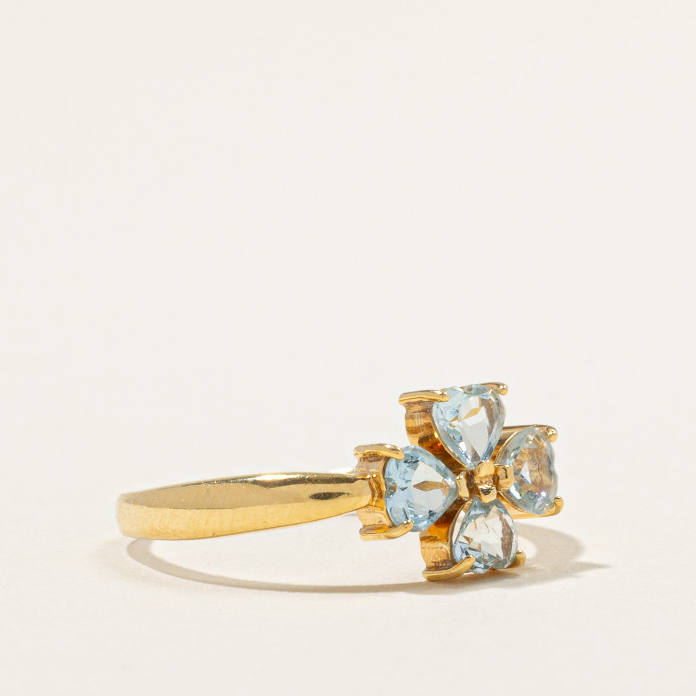 18k Heart Cut Aquamarine Floral Cluster Ring | 0.72ctw | SZ 7.5