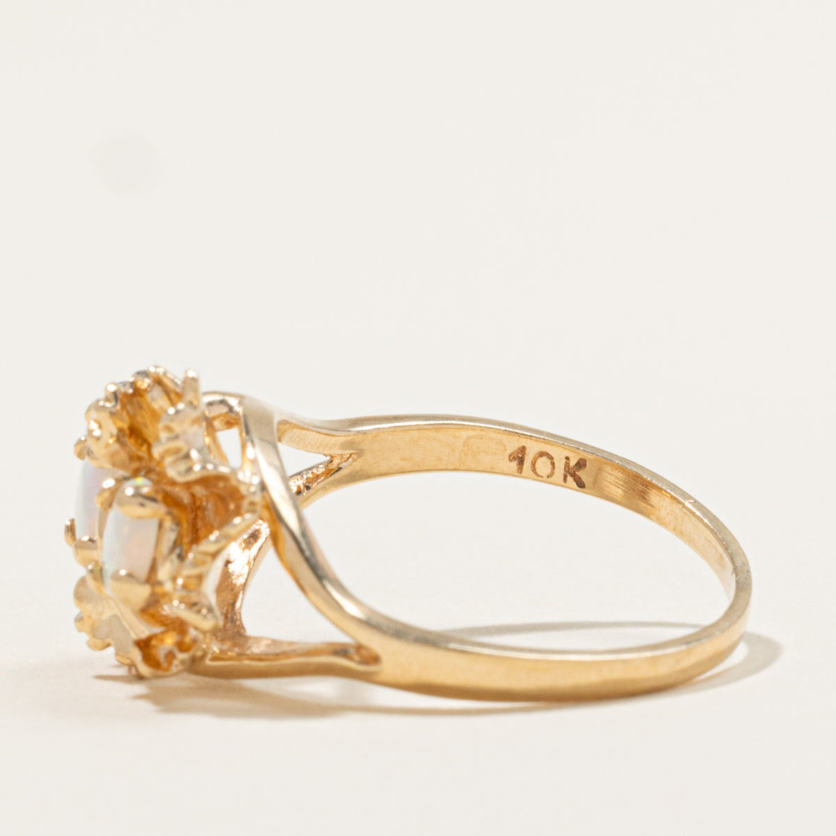10k Two Stone Opal Nuggety Floral Ring | 0.60ctw | SZ 9.5