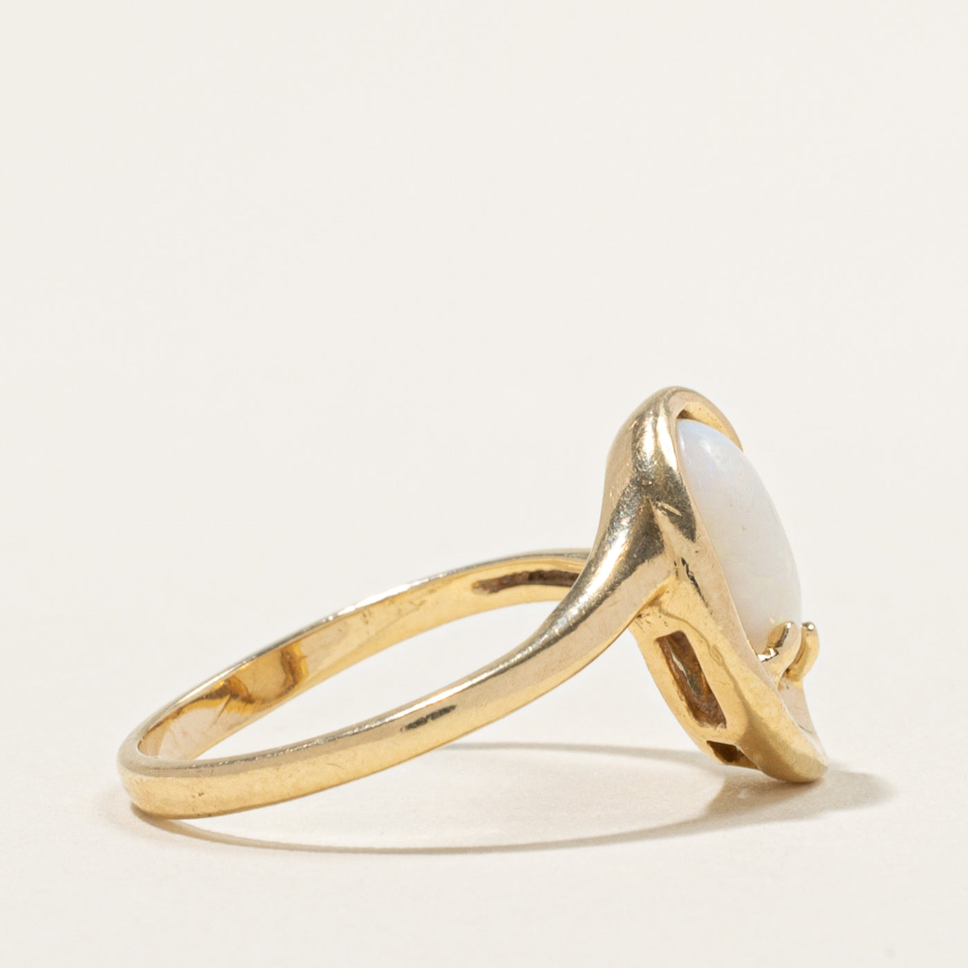 14k Opal & Diamond Accented Abstract Bypass Ring | 0.80ct, 0.02ctw | SZ 6