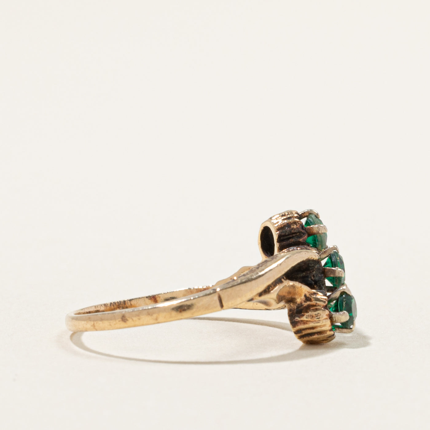 10k Three Stone Synthetic Spinel Bypass Ring | 0.27ctw | SZ 7