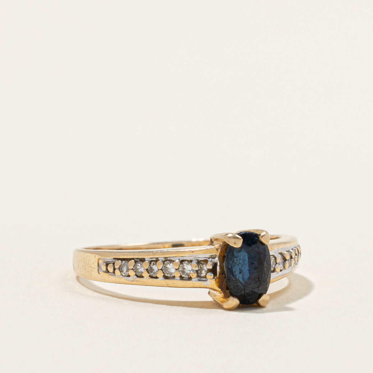 14k Oval Cut Sapphire & Diamond Accented Ring | 0.60ct, 0.12ctw | SZ 7