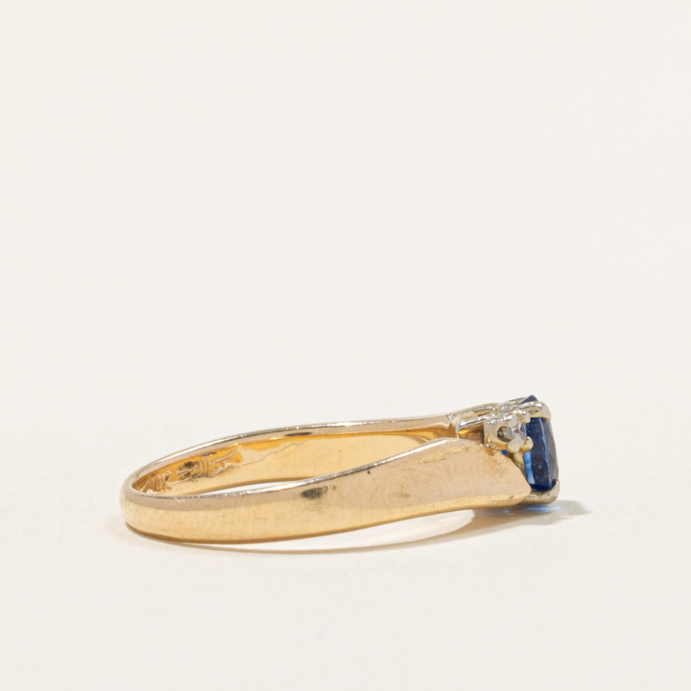 14k Oval Cut Sapphire & Diamond Accented Ring | 0.70ct, 0.04ctw | SZ 5