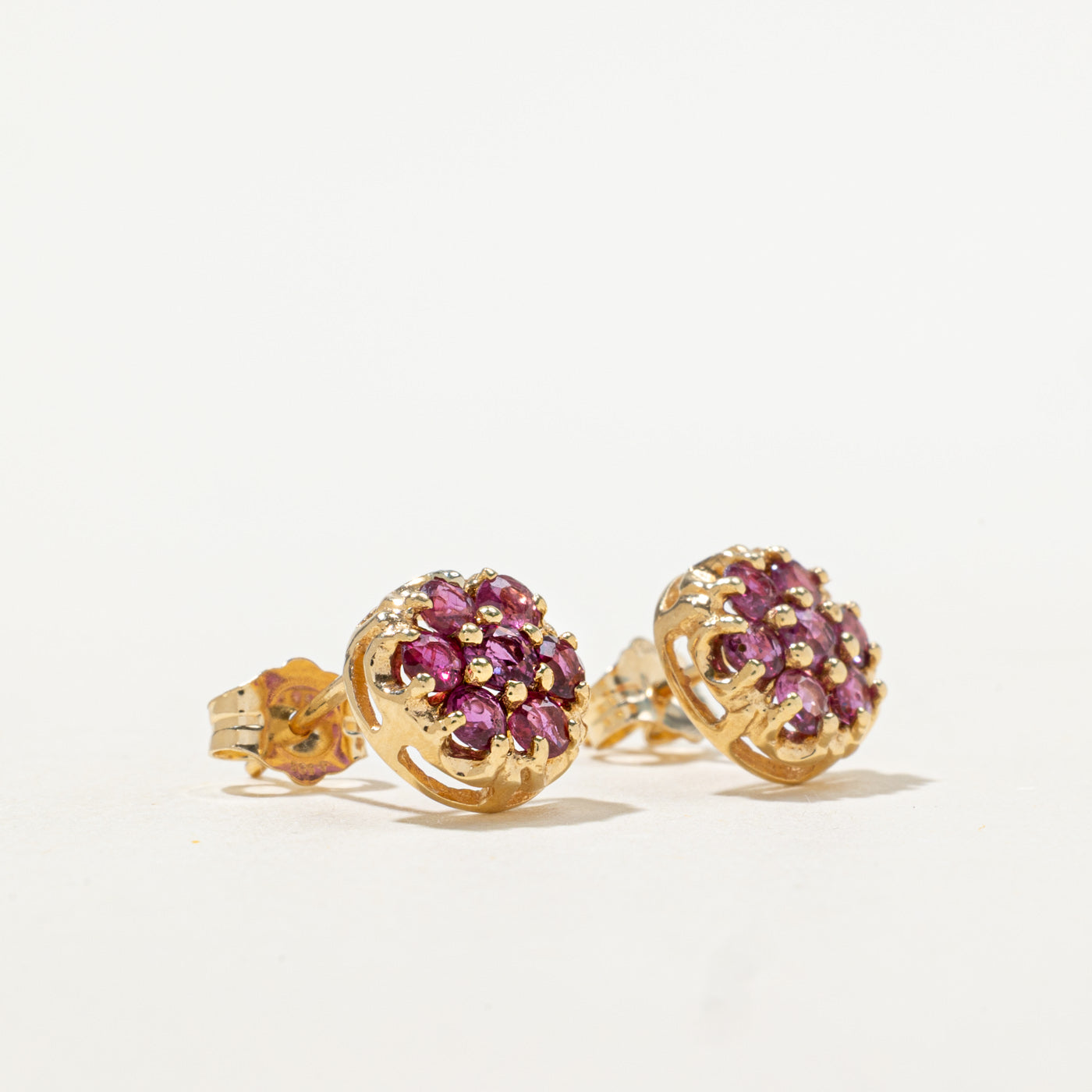14k Ruby Daisy Cluster Studs | 0.60ctw