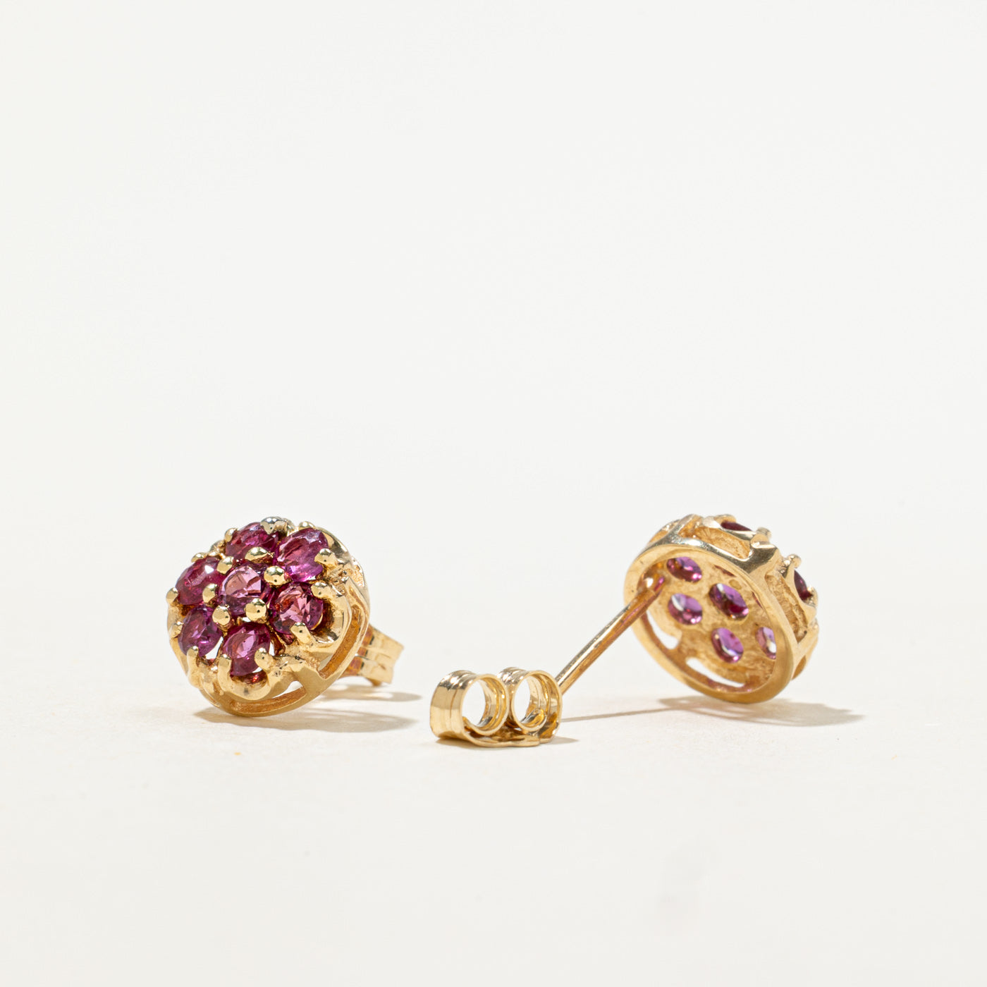 14k Ruby Daisy Cluster Studs | 0.60ctw