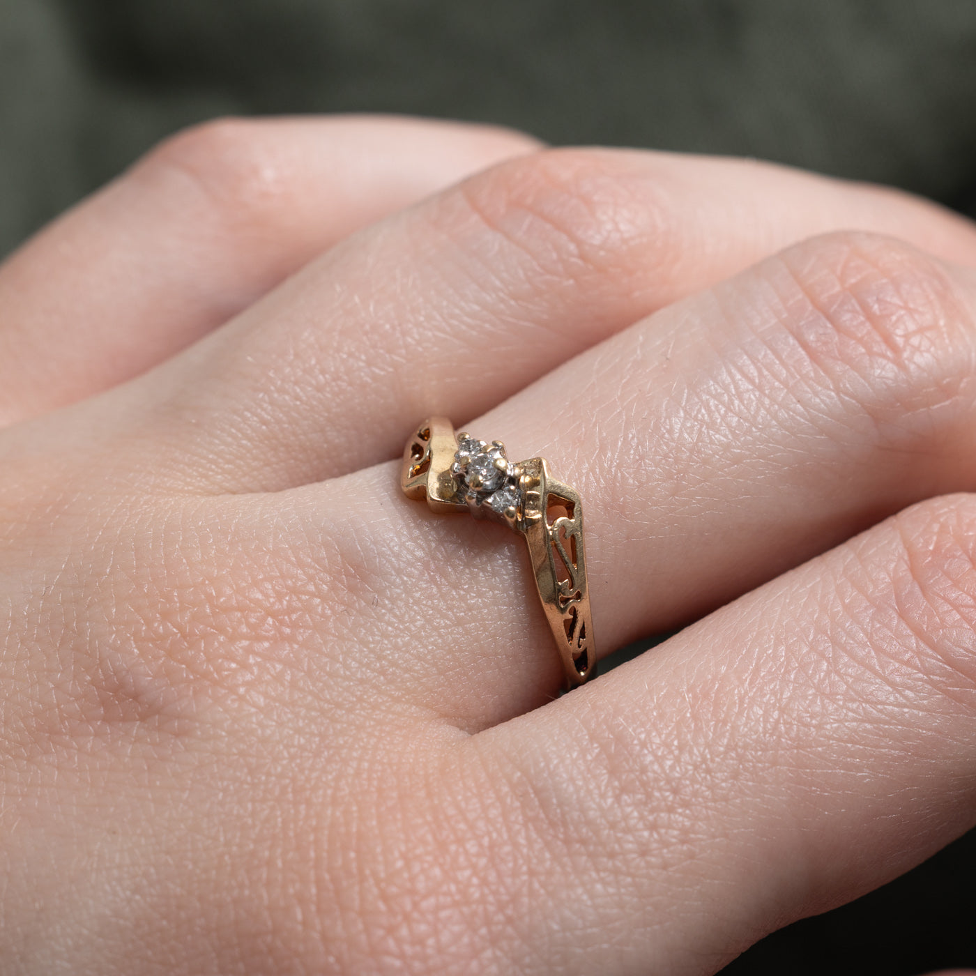 10k Diamond Openwork Bypass Ring | SZ 6.25
