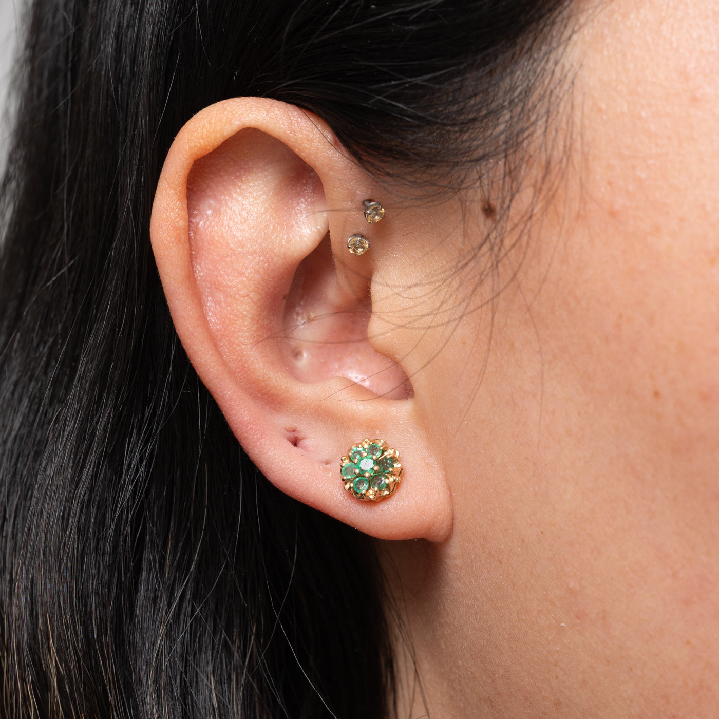 14k Emerald Daisy Cluster Studs | 0.33ctw