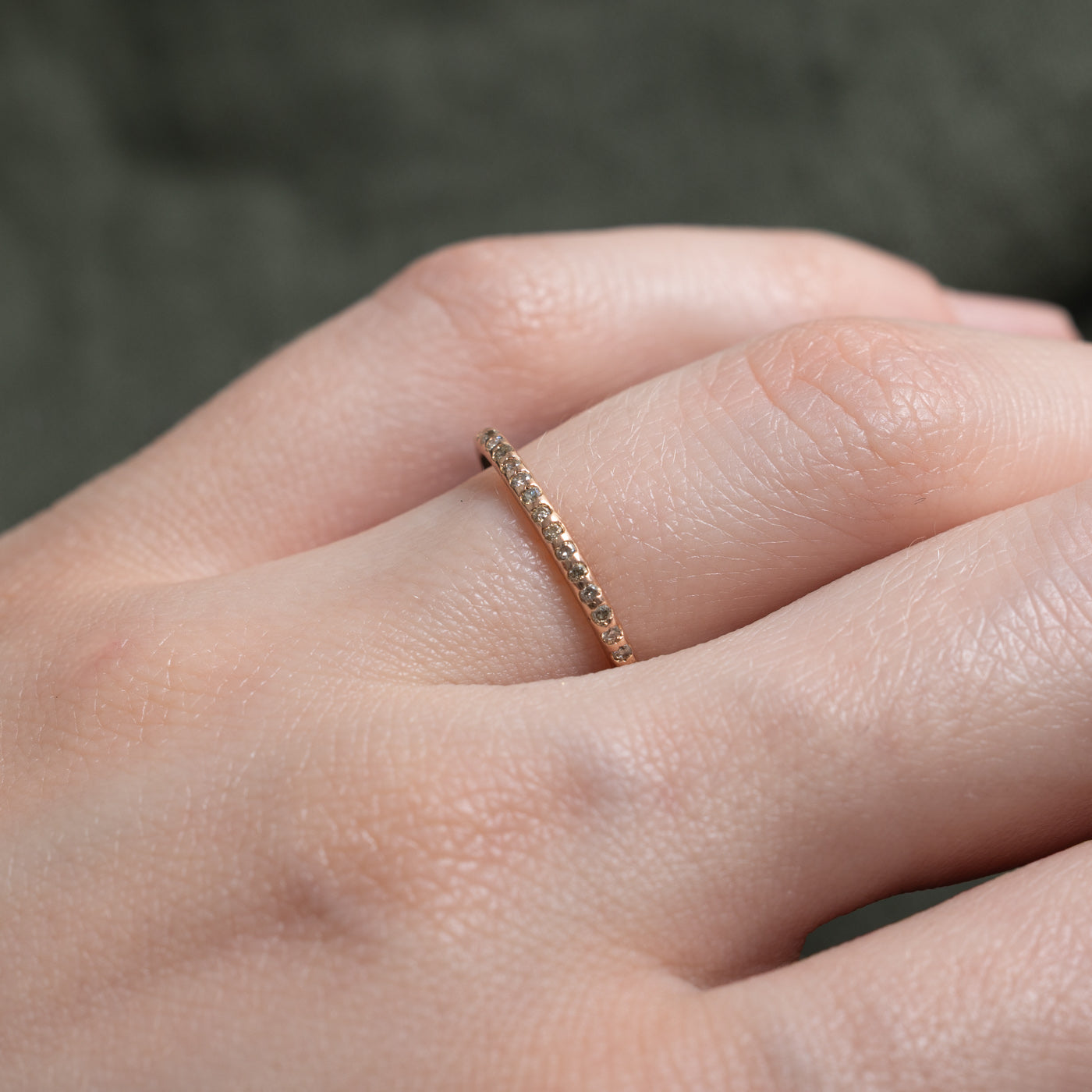 14k Rose Gold Semi Eternity Diamond Band | 1.54mm | SZ 5.5