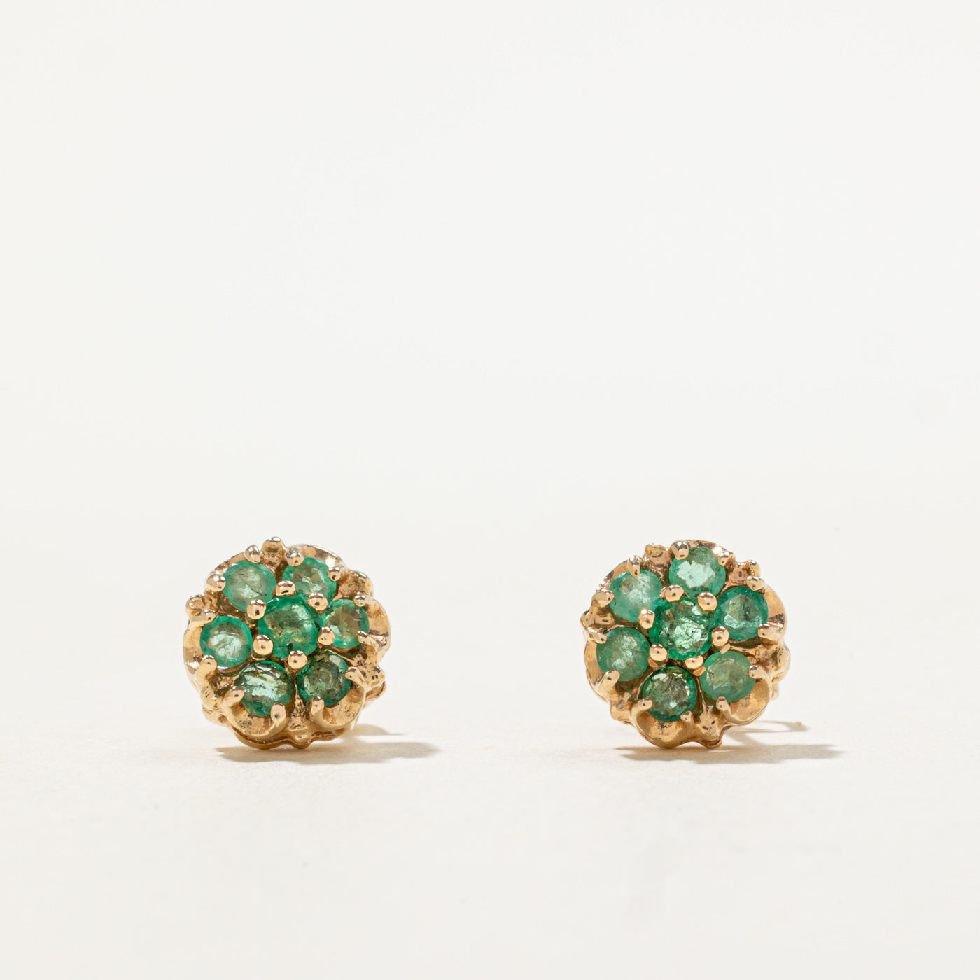 14k Emerald Daisy Cluster Studs | 0.33ctw
