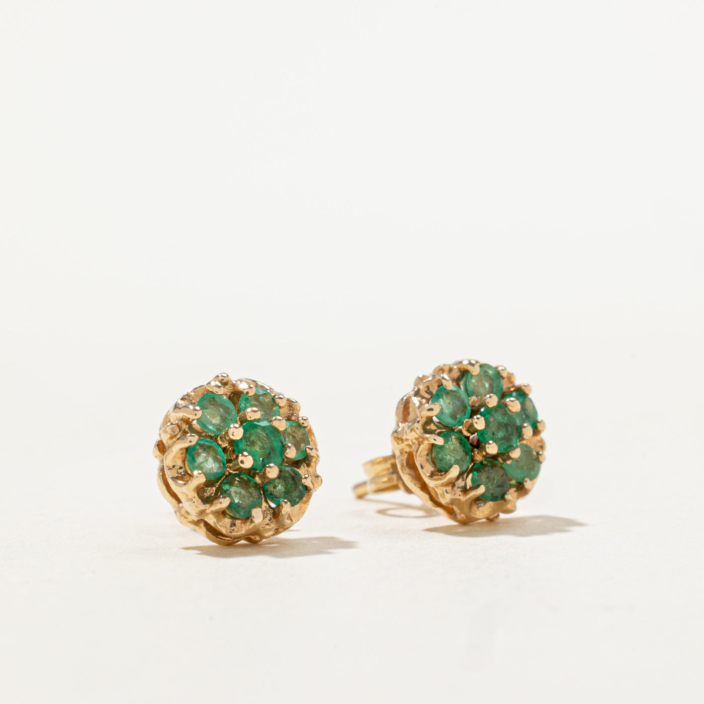 14k Emerald Daisy Cluster Studs | 0.33ctw