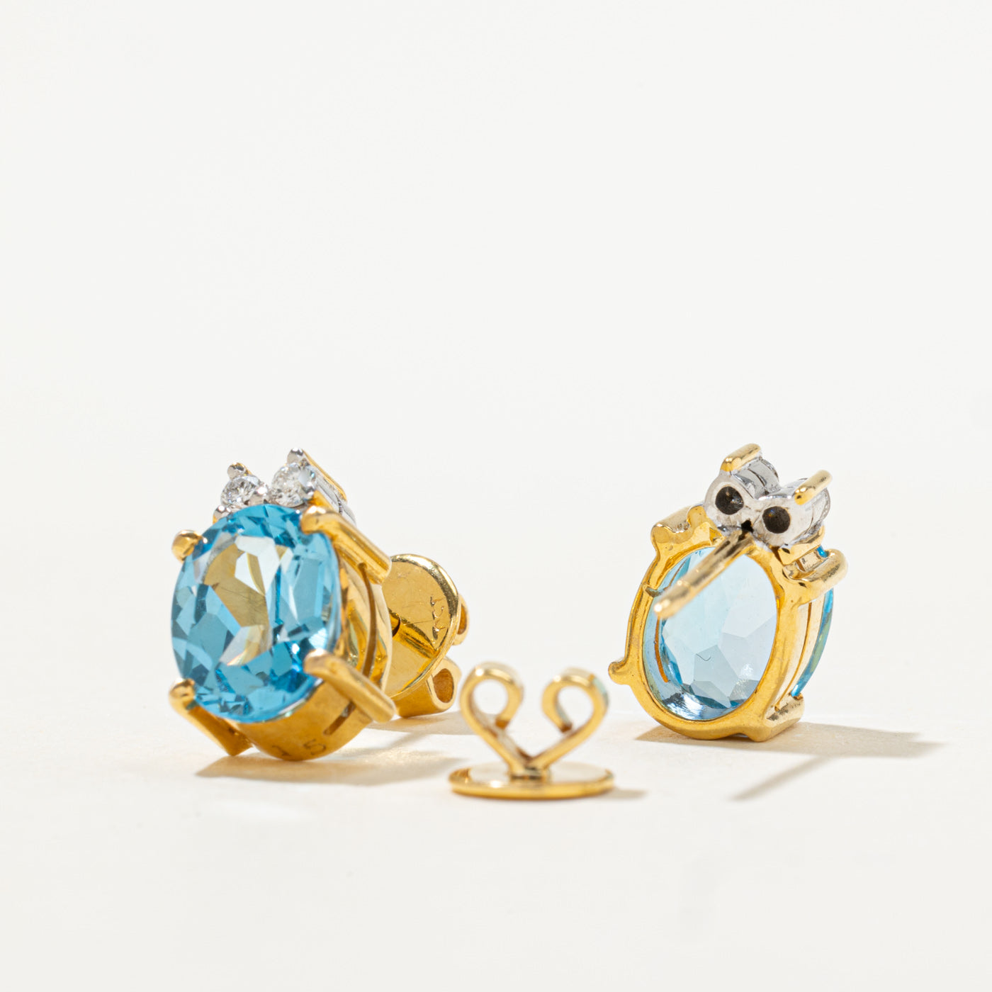 18k Blue Topaz & Diamond Accent Studs | 0.10ctw, 4.00ctw