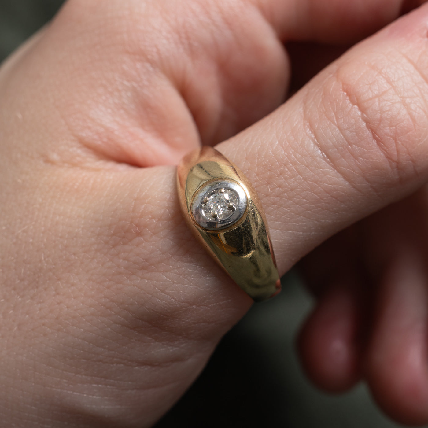 10k Oval Cut Diamond Dome Ring | 0.11ctw | SZ 11.25