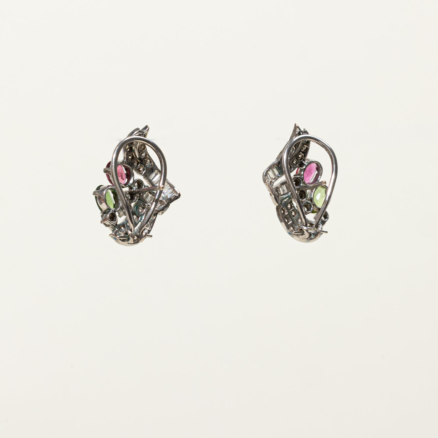 Pink & Green Tourmaline & Diamond Openwork Earrings | 1.00ctw, 1.25ctw