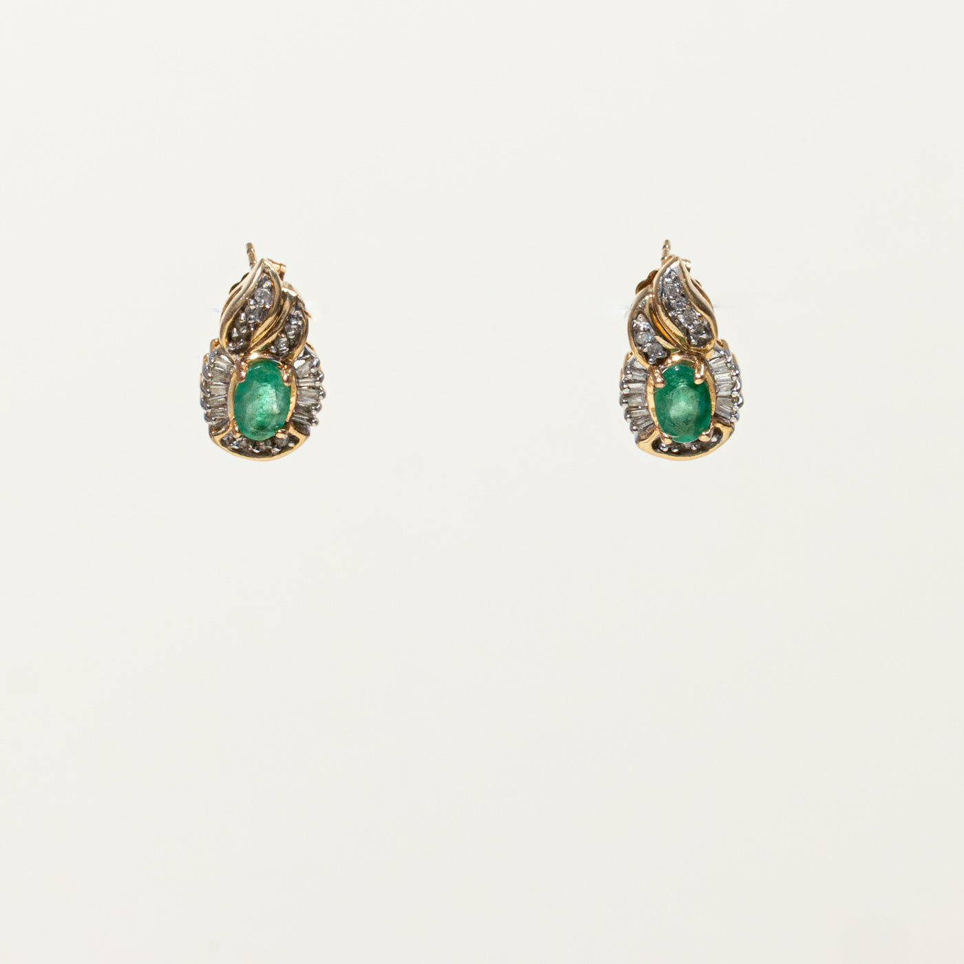 14k Emerald & Diamond Flame Earrings | 0.15ctw, 0.60ctw