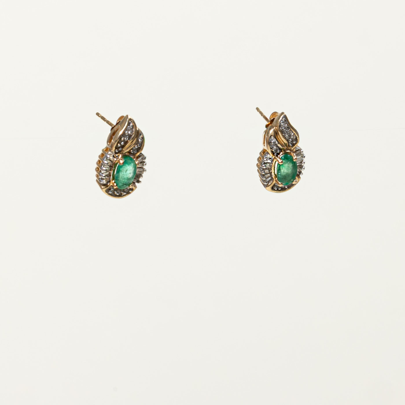 14k Emerald & Diamond Flame Earrings | 0.15ctw, 0.60ctw