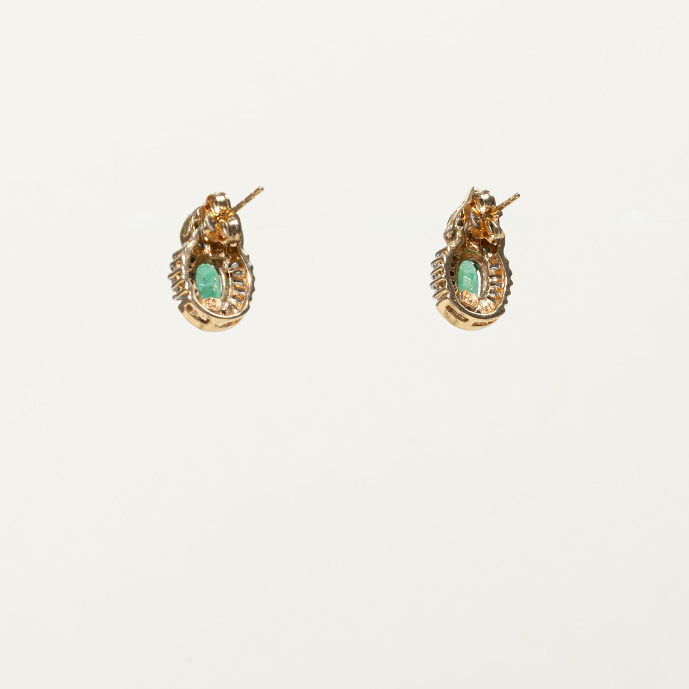 14k Emerald & Diamond Flame Earrings | 0.15ctw, 0.60ctw